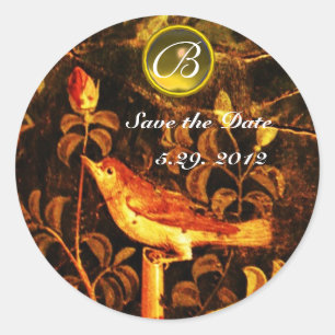 NIGHTINGING MIT ROSE MONOGRAMM Rot-Gelb-Schwarz Runder Aufkleber