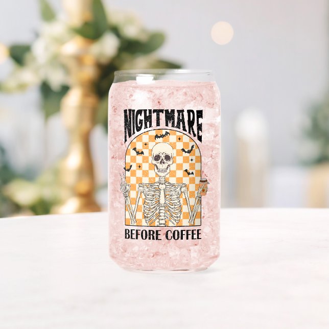 "Nightmare Before Coffee" Retro Skeletttrinken Dosenglas (Insitu (Hochzeit))