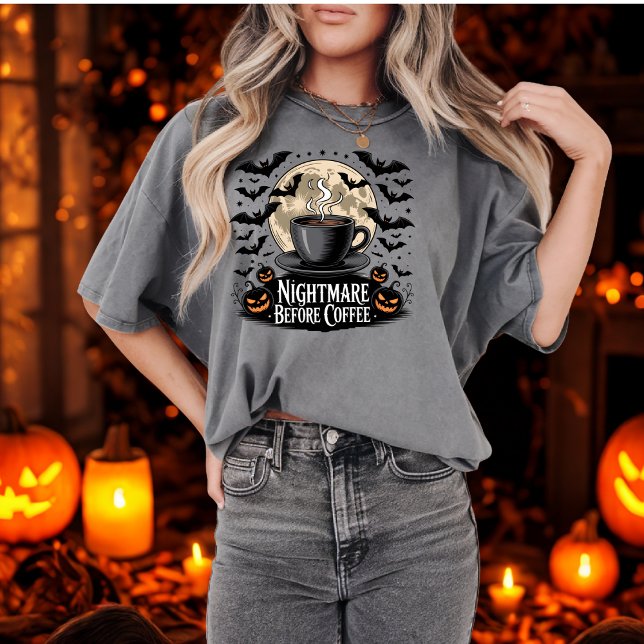 Nightmare vor dem Kaffee Spooker Herbstkaffee Love T-Shirt (Von Creator hochgeladen)