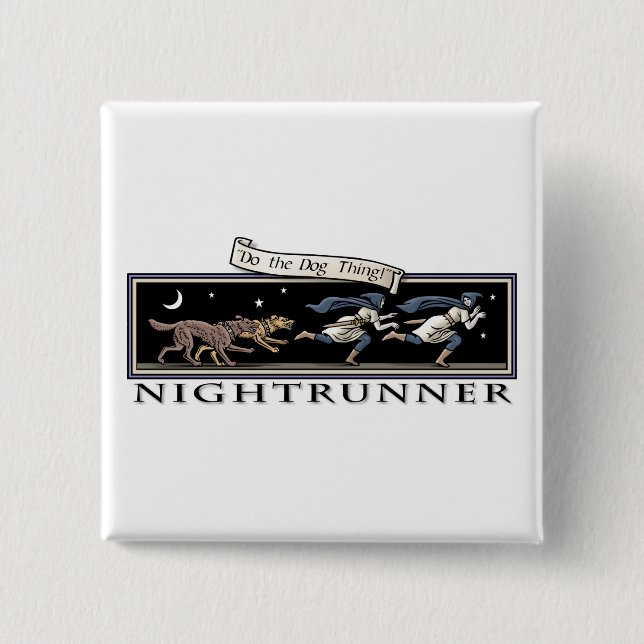 Nightrunner quadratischer Knopf Button (Vorderseite)