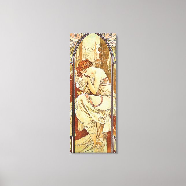 Night's Erholung Vintag Nouveau by Alphonse Mucha Leinwanddruck (Vorderseite)