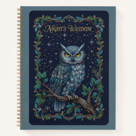Night's Wisdom Owl Celestial Embroidery Journal Notizbuch