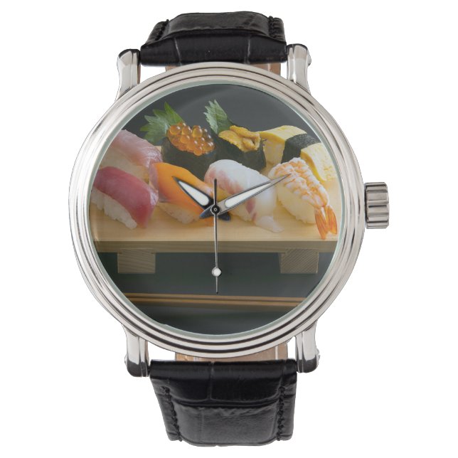 Nigiri Parade – Classic Sushi Timepiece Armbanduhr (Vorderseite)