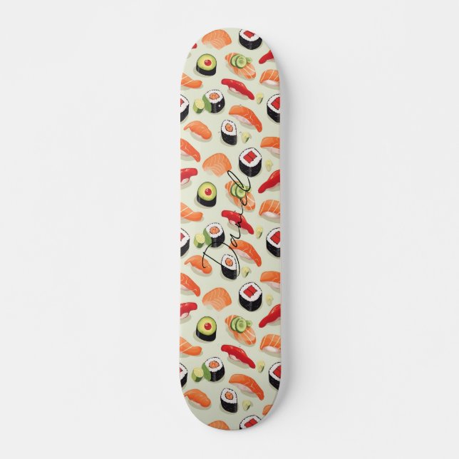 Nigiri Sushi Japan Food Cartoon Pattern Skateboard (Vorne)
