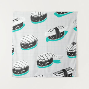 Nigiri Sushi, neonisch Vintag. Wandteppich