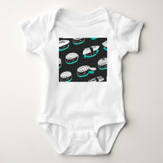 Nigiri Sushi Vintag Sketch Pattern Baby Strampler