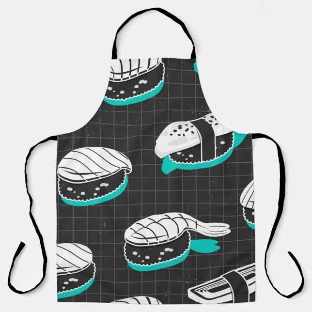 Nigiri Sushi Vintag Sketch Pattern Schürze (Vorderseite)