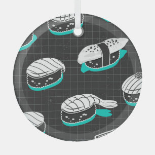 Nigiri Sushi Vintage-Skizzenmuster Ornament Aus Glas