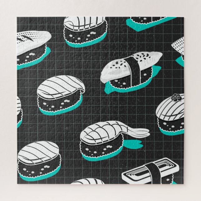 Nigiri Sushi Vintage-Skizzenmuster Puzzle (Vertikal)