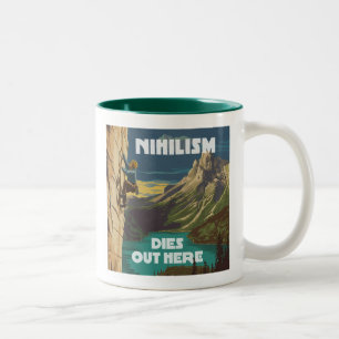 Nihilismus stirbt hier am Felsklettern Zweifarbige Tasse
