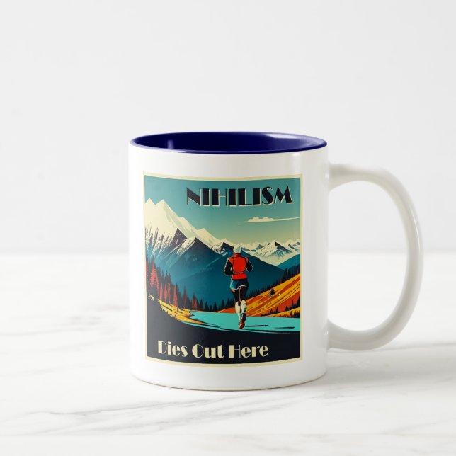Nihilismus stirbt hier aus zweifarbige tasse (Rechts)
