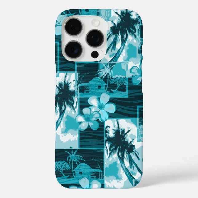 Niihau Island Hawaiian Plumeria Palm Tree Aquamari Case-Mate iPhone Hülle (Rückseite)