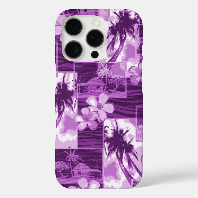 Niihau Island Hawaiian Plumeria Palm Tree Violet Case-Mate iPhone Hülle (Rückseite)