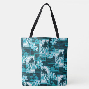 Niihau Island Hawaiian Plumeria Palms Beach Bag