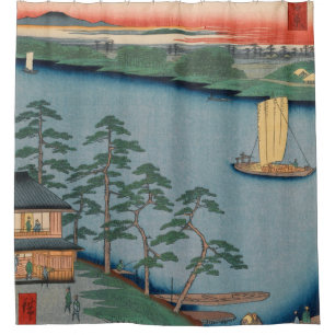 Niijuku Ferry Vintag Ukiyo e Japanisch Kunst Duschvorhang