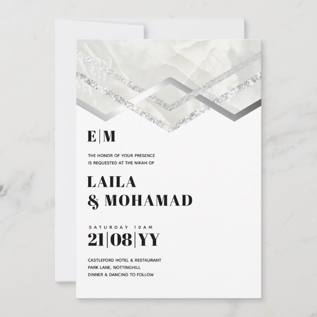 NIKAH - bUDGET mit EDDING NVITATIONS Silver Sparkl (Vorderseite)