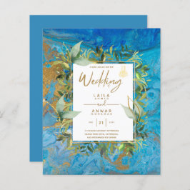 NIKAH - Einladungen für die Blaue Gold-Islamische 