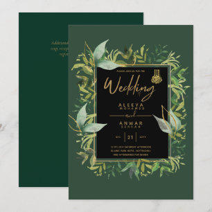 NIKAH - Emerald Green Gold ISLAMIC Wedding Einladu Einladung