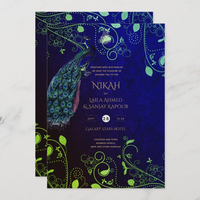 NIKAH Galaxy Wedding Invite Islamic Calligraphy Einladung (Vorne/Hinten)