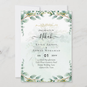 NIKAH Greenerity Wedding Einladungen Modern Gold