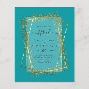 NIKAH - HAUSHALT - Einladungen - GOLD-Glitzer-Rahm Flyer