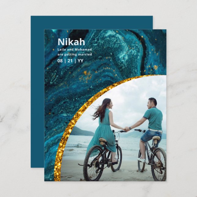 NIKAH - Hochzeitbudget Agate Gold Aquamarines FOTO (Vorne/Hinten)