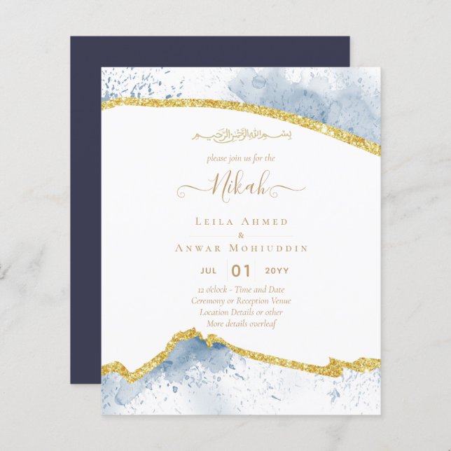 NIKAH Islamic Bismillah Wedding Einladungen Hausha (Vorne/Hinten)