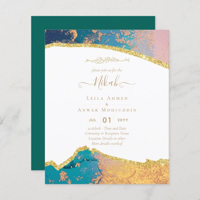 NIKAH Islamic Bismillah Wedding Einladungen Hausha (Vorne/Hinten)