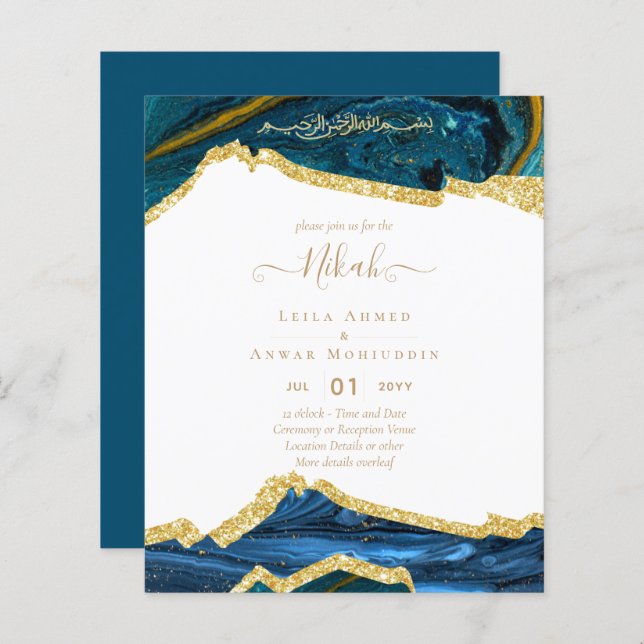 NIKAH Islamic Bismillah Wedding Einladungen Hausha (Vorne/Hinten)