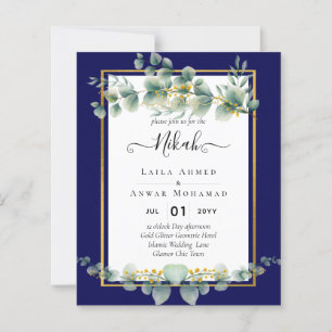 NIKAH NAVY BLUE GOLD Greenerie Eukalyptus Wedding