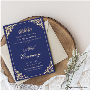 Nikah Navy Blue Islamische Hochzeit Einladung