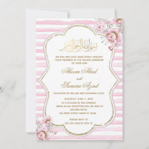 Nikah oder Valima Zeremonie Einladung Pink Gold