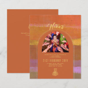 NIKAH Orange Gold FOTO Hochzeit Einladung