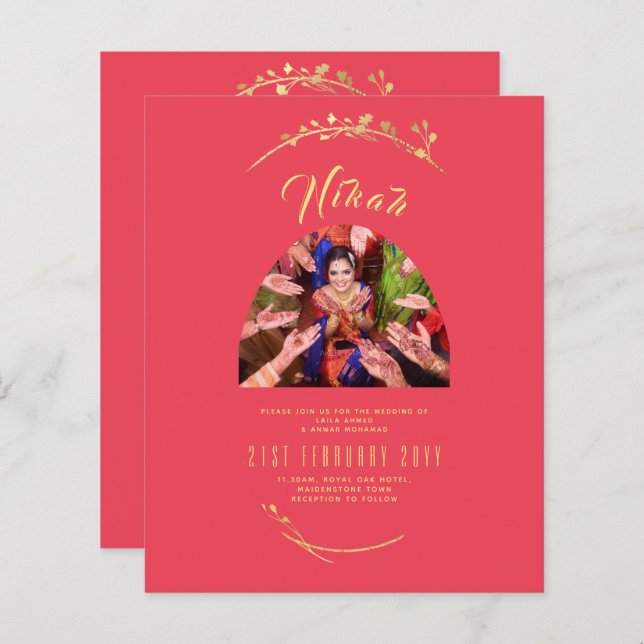 NIKAH Red Gold Foto Wedding Verlobung (Vorne/Hinten)