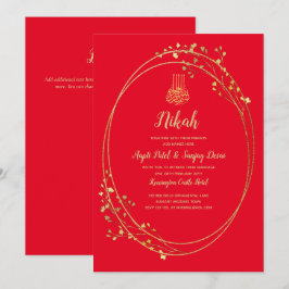Nikah Red Gold Islamic Motif Wedding Einladung
