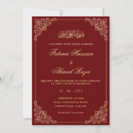 Nikah Red Gold Islamische Hochzeit Einladung