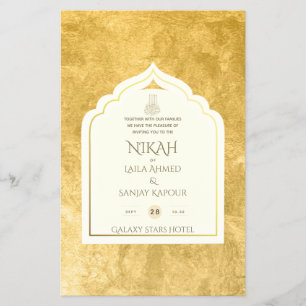NIKAH - Verzierte Islamische Moschee Goldene Hochz Flyer