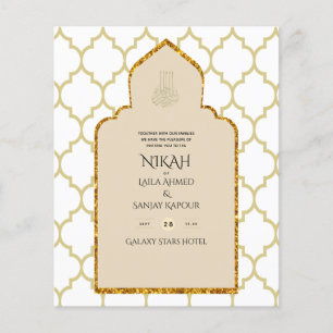 NIKAH - Verzierte islamische Moschee-Goldhochzeit Flyer