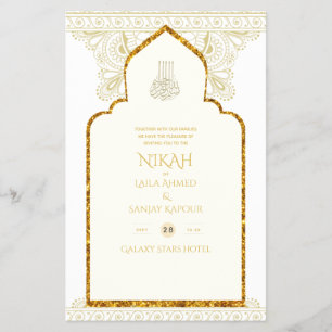 NIKAH - Verzierter islamischer Moschee-Gold-Weddin Flyer