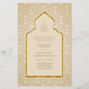 NIKAH - Verzierter islamischer Moschee-Gold-Weddin Flyer