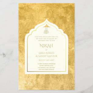 NIKAH - Verzierter islamischer Moschee-Gold-Weddin Flyer
