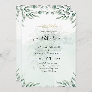 Nikah Walima GREENERY WEDING INVITATION Islamische Einladung