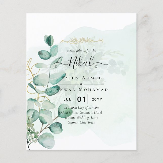 Nikah Walima GREENERY WEDING INVITATION Islamische Flyer (Vorne)