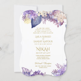 NIKAH Wedding Invite - Walimah Lila Floral Gold Einladung
