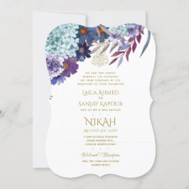 NIKAH Wedding Invite - Walimah Lila Floral Gold Einladung