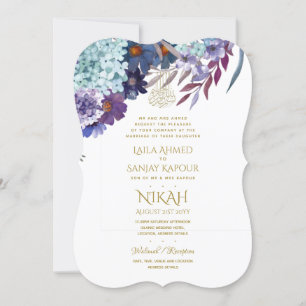 NIKAH Wedding Invite - Walimah Lila Floral Gold Einladung