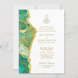 Nikah Wedding Invites - Agate Gold Islamic Walimah Einladung
