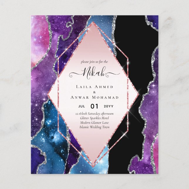 Nikah Wedding lädt AGATE GOLD GLITZER BUDGET ein Flyer (Vorne)