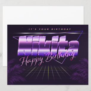 Nikita Name Vorname lila retro Karte Geburtstag