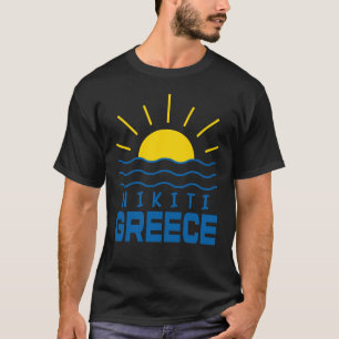 Nikiti Greece Sunshine and Sea Men's Black T-Shirt